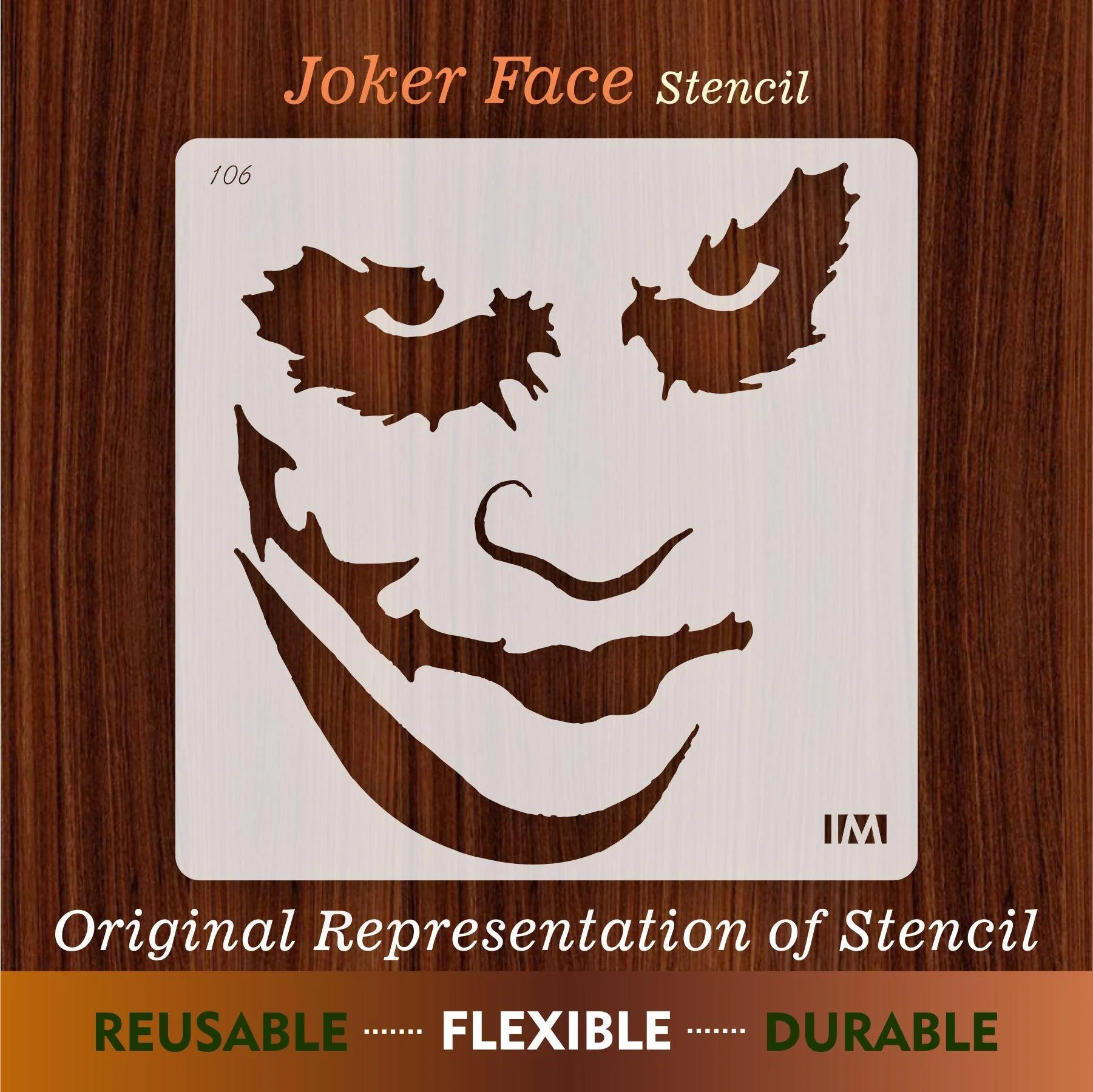 Joker Face Reusable Stencil for Canvas and wall painting.ID#106 - Image 7