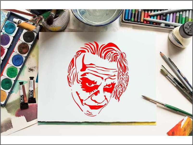 Joker face Reusable Stencil for Canvas and wall painting.ID#105 - Image 2