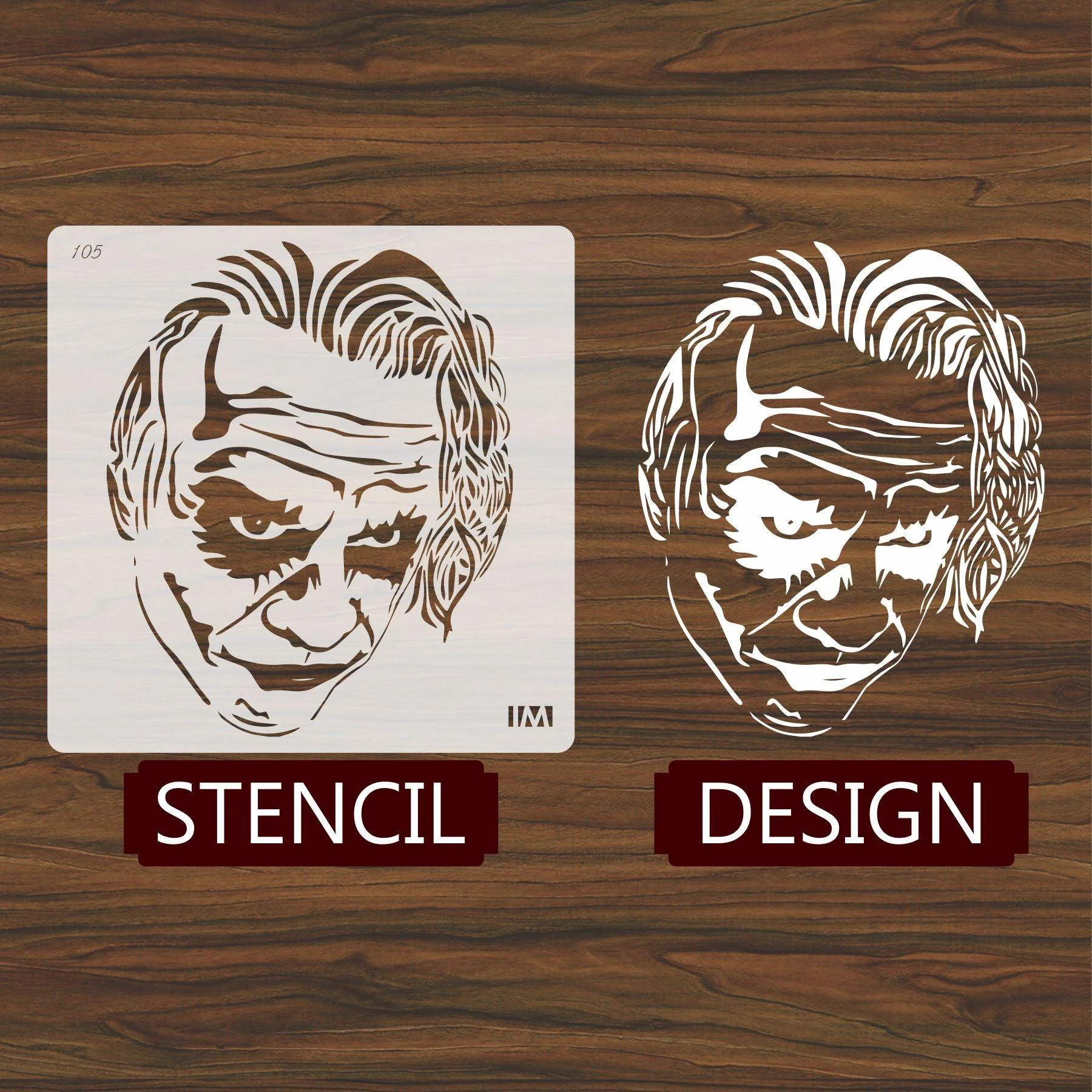 Joker face Reusable Stencil for Canvas and wall painting.ID#105 - Image 3