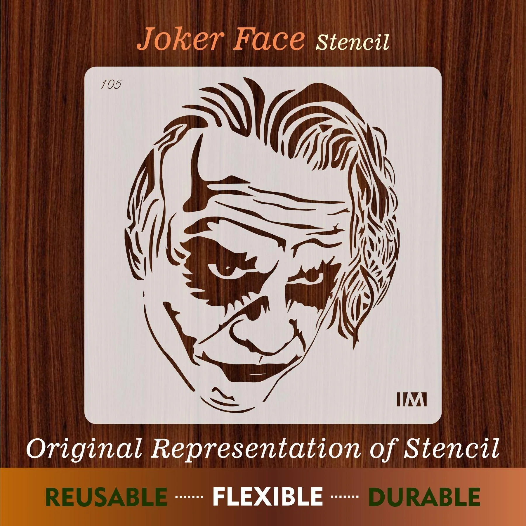 Joker face Reusable Stencil for Canvas and wall painting.ID#105 - Image 5