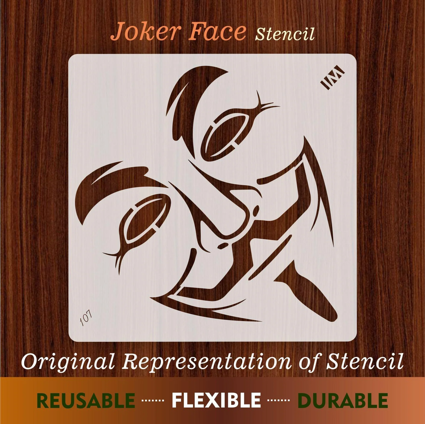 Joker Face Reusable Stencil for Canvas and wall painting.ID#107 - Image 6