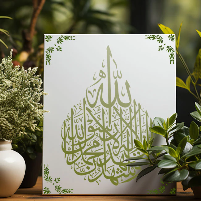 Kalma E Shadat calligraphy Islamic Reusable Stencil for Canvas and wall painting.ID#4042 - Image 4