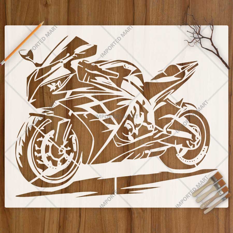Kawasaki Ninja Bike Stencil for Wall, Garage, Helmet, Wood & Fabric Art – Sports Motorcycle Design – ID# 777