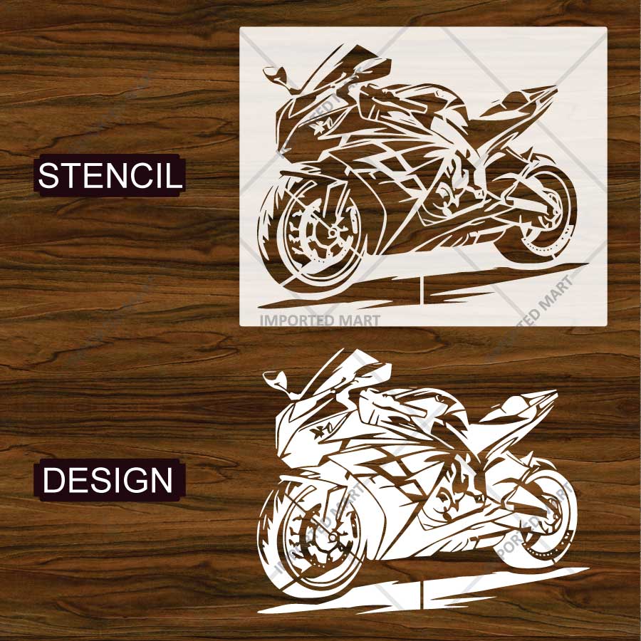 Kawasaki Ninja Bike Stencil for Wall, Garage, Helmet, Wood & Fabric Art – Sports Motorcycle Design – ID# 777 - Image 4