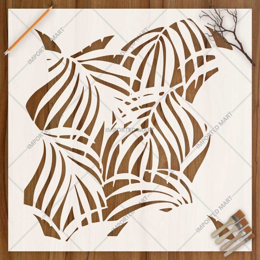Kayra Decor Palms Stencil for Walls, Furniture & Fabric Art – Tropical Leaf Pattern Design – ID# 787