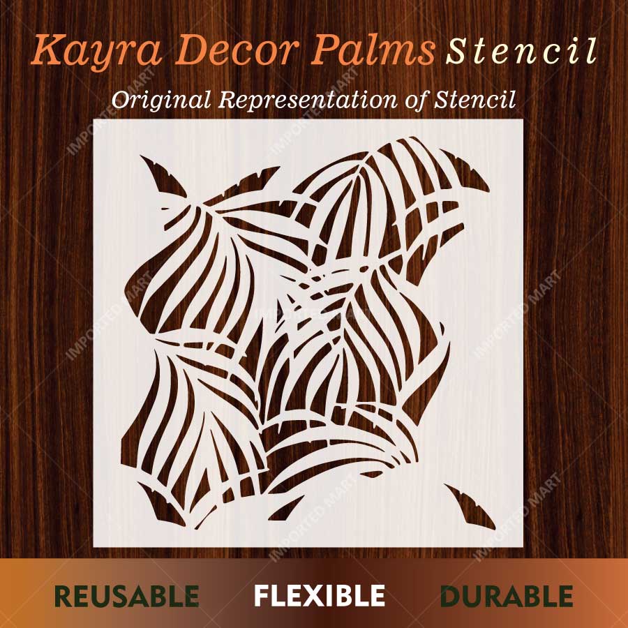 Kayra Decor Palms Stencil for Walls, Furniture & Fabric Art – Tropical Leaf Pattern Design – ID# 787 - Image 2