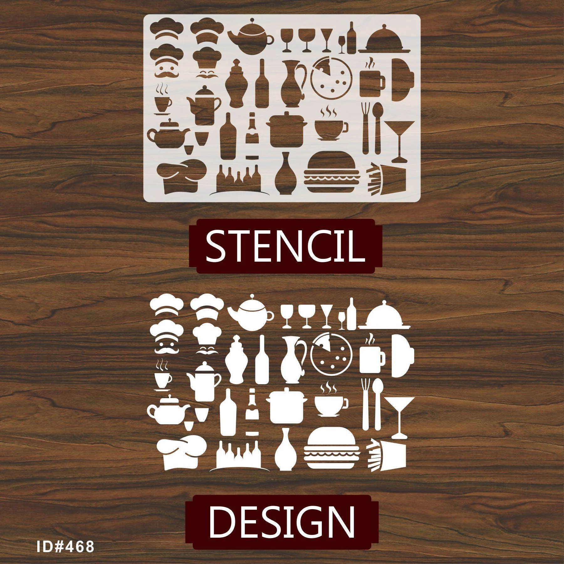 Kitchen Items&nbsp; Reusable Stencil For Canvas And Wall Painting.ID#468 - Image 4