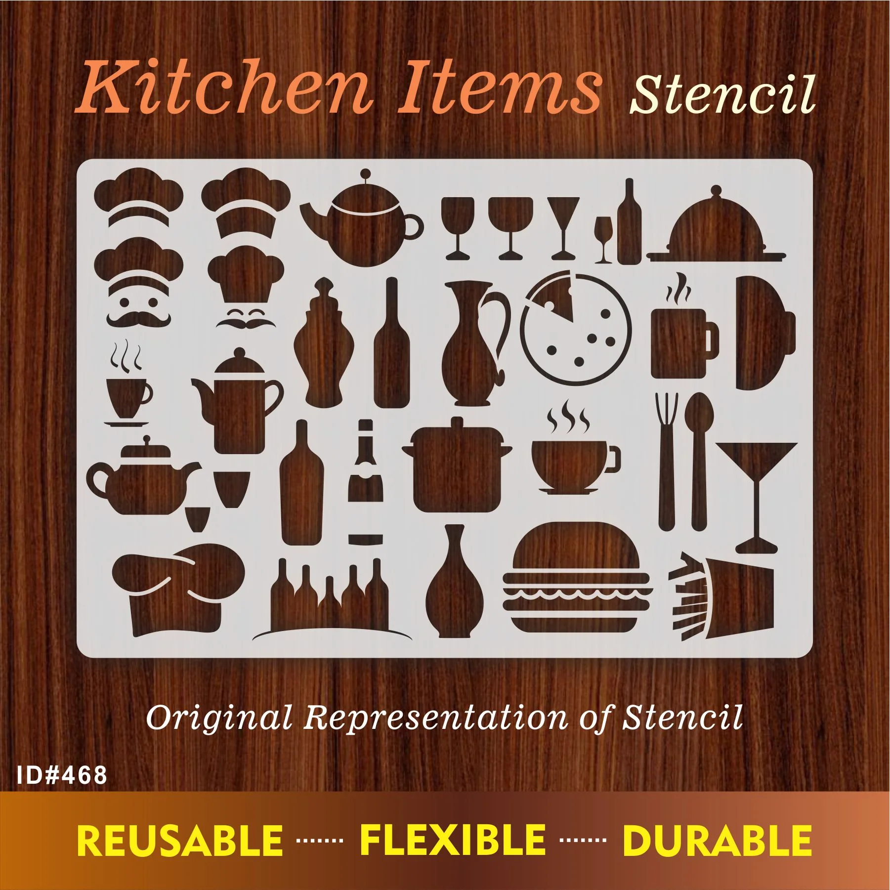 Kitchen Items&nbsp; Reusable Stencil For Canvas And Wall Painting.ID#468 - Image 7