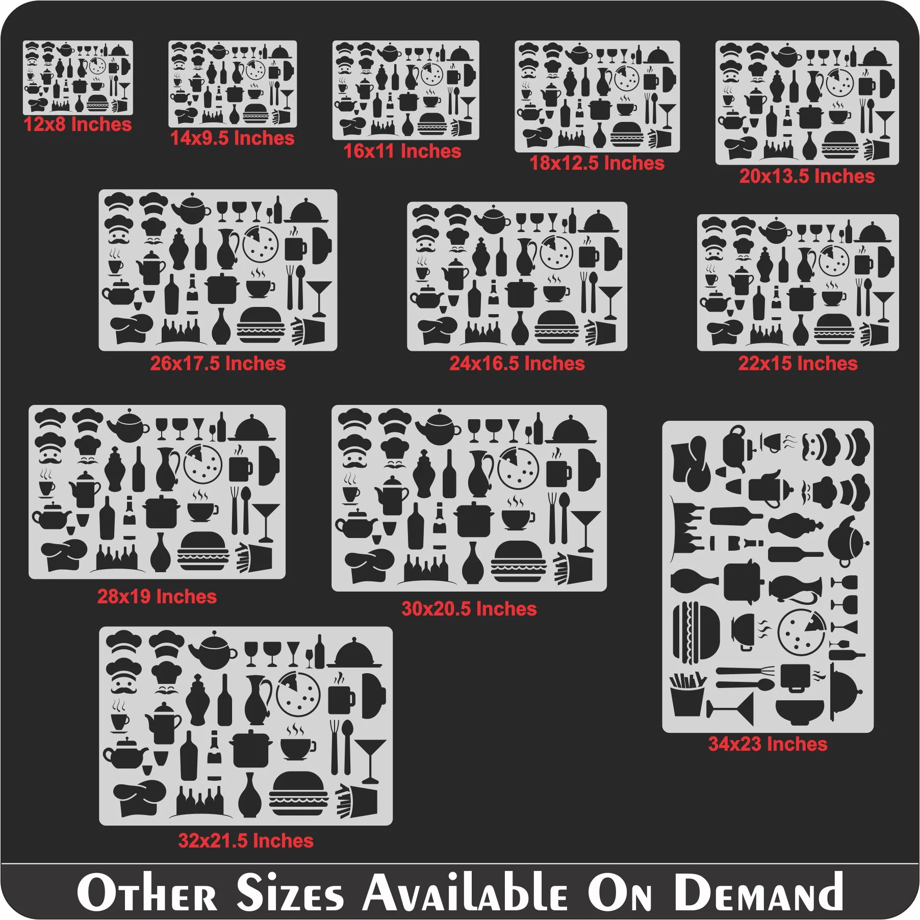 Kitchen Items&nbsp; Reusable Stencil For Canvas And Wall Painting.ID#468 - Image 8