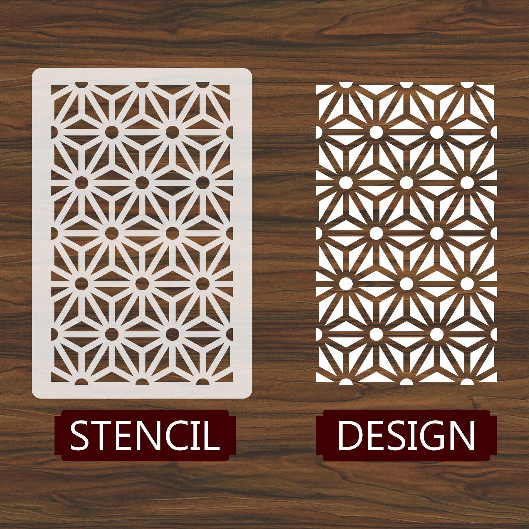 Kumiko Pattern Moroccan Fabric Reusable Stencil For Canvas And Wall Painting.ID#208F - Image 3