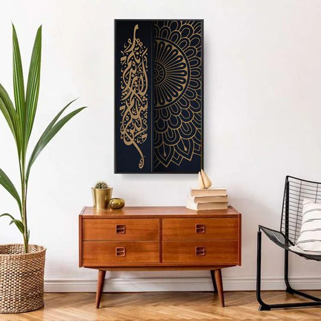 La'in shakartum la azeedannakum ( لَىِٕنْ شَكَرْتُمْ لَاَزِيْدَنَّكُمْ) Ibrahim : 7 Calligraphy Islamic Reusable Stencil for Canvas and wall painting. ID #4233 - Image 7