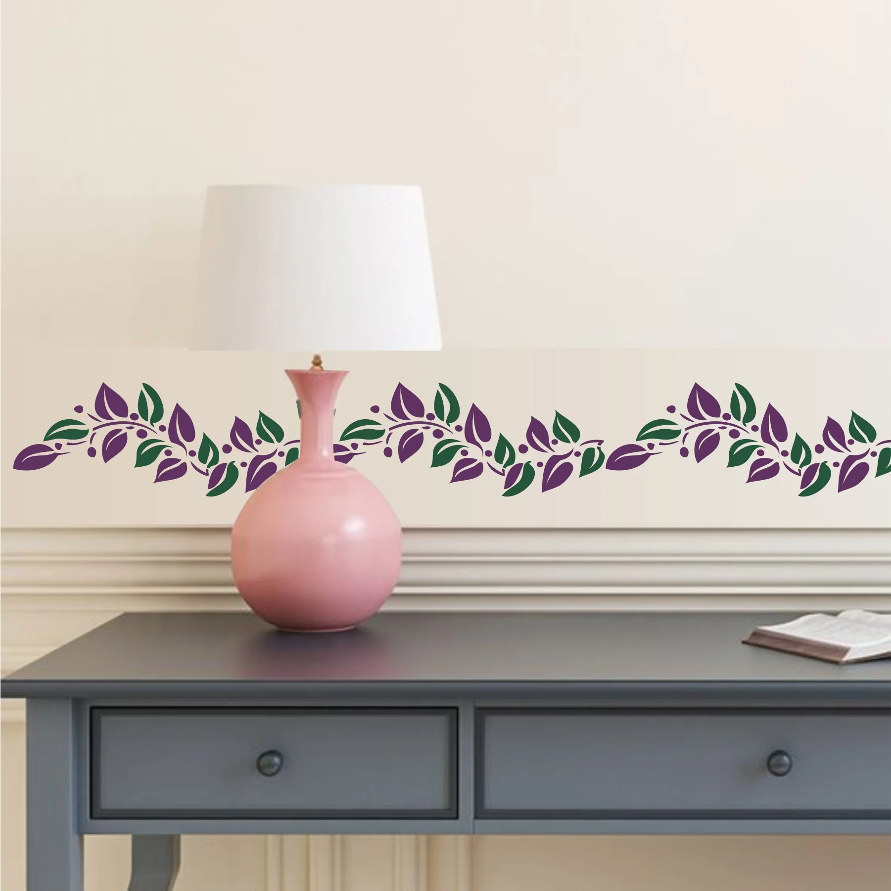 Leaf Border Laser cutting Pattern Reusable Stencil For Canvas And Wall Painting.ID#244 - Image 3