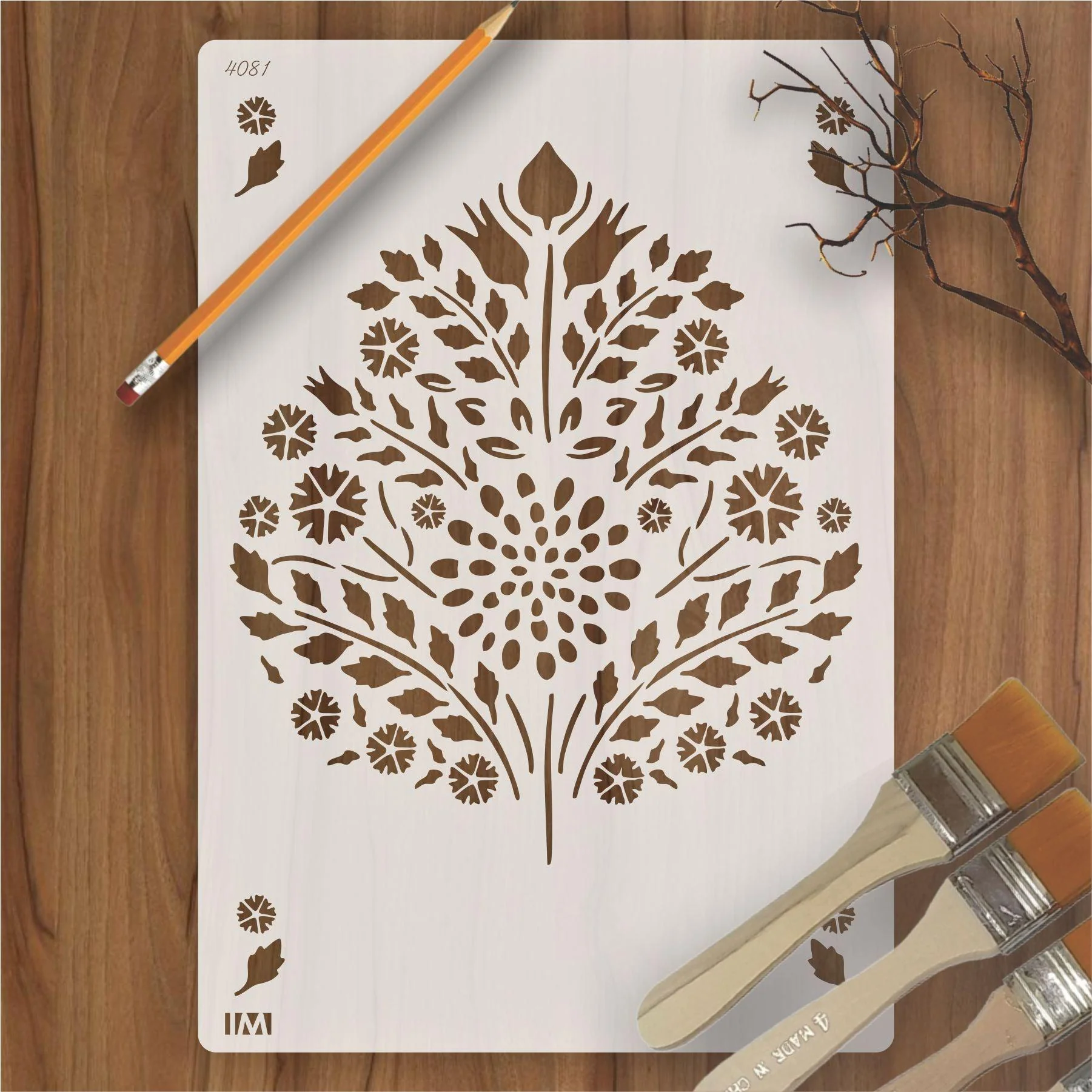 Leaf Damask Pattern Reusable Stencil for Canvas,Furniture,Fabric and wall decoration.ID#251