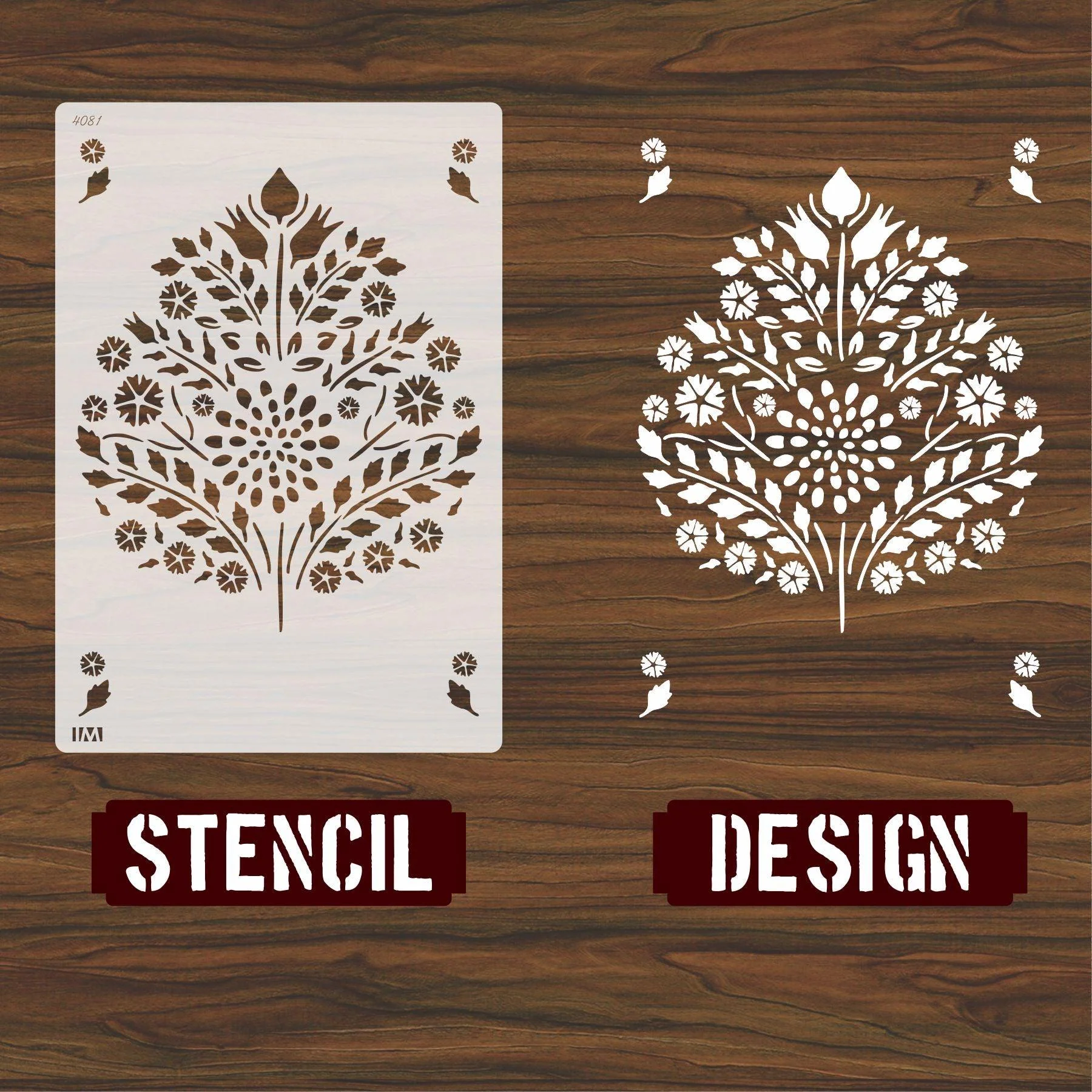 Leaf Damask Pattern Reusable Stencil for Canvas,Furniture,Fabric and wall decoration.ID#251 - Image 3