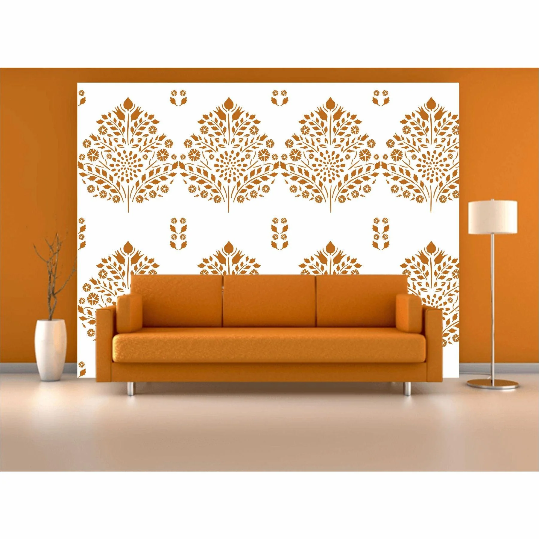 Leaf Damask Pattern Reusable Stencil for Canvas,Furniture,Fabric and wall decoration.ID#251 - Image 4