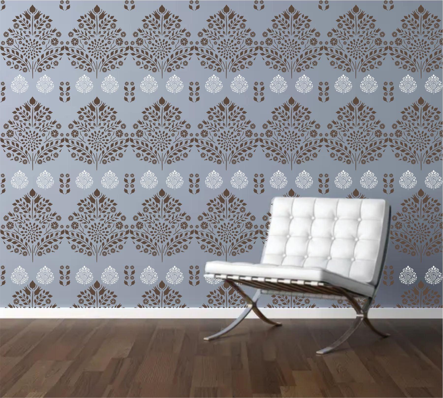 Leaf Damask Pattern Reusable Stencil for Canvas,Furniture,Fabric and wall decoration.ID#251 - Image 6