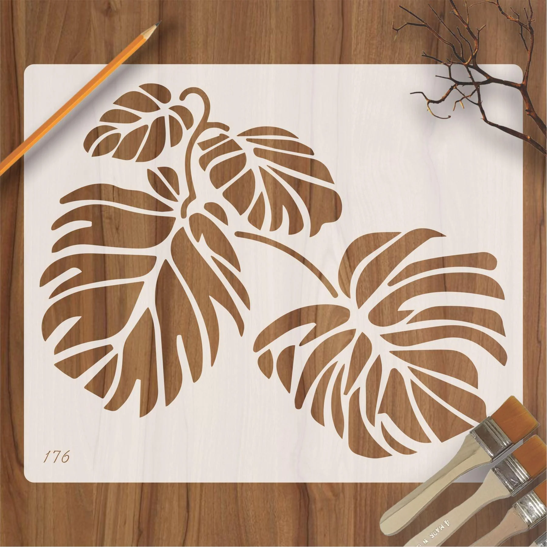 leaf Reusable Stencil For Canvas And Wall Painting.ID#176
