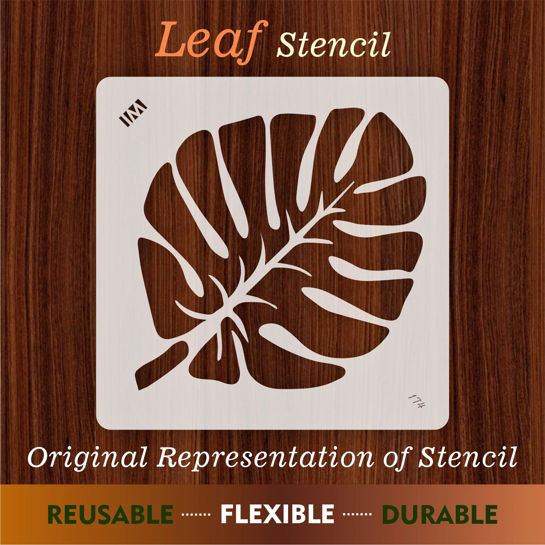 Leaf Reusable Stencil For Canvas And Wall Painting.ID#174 - Image 2