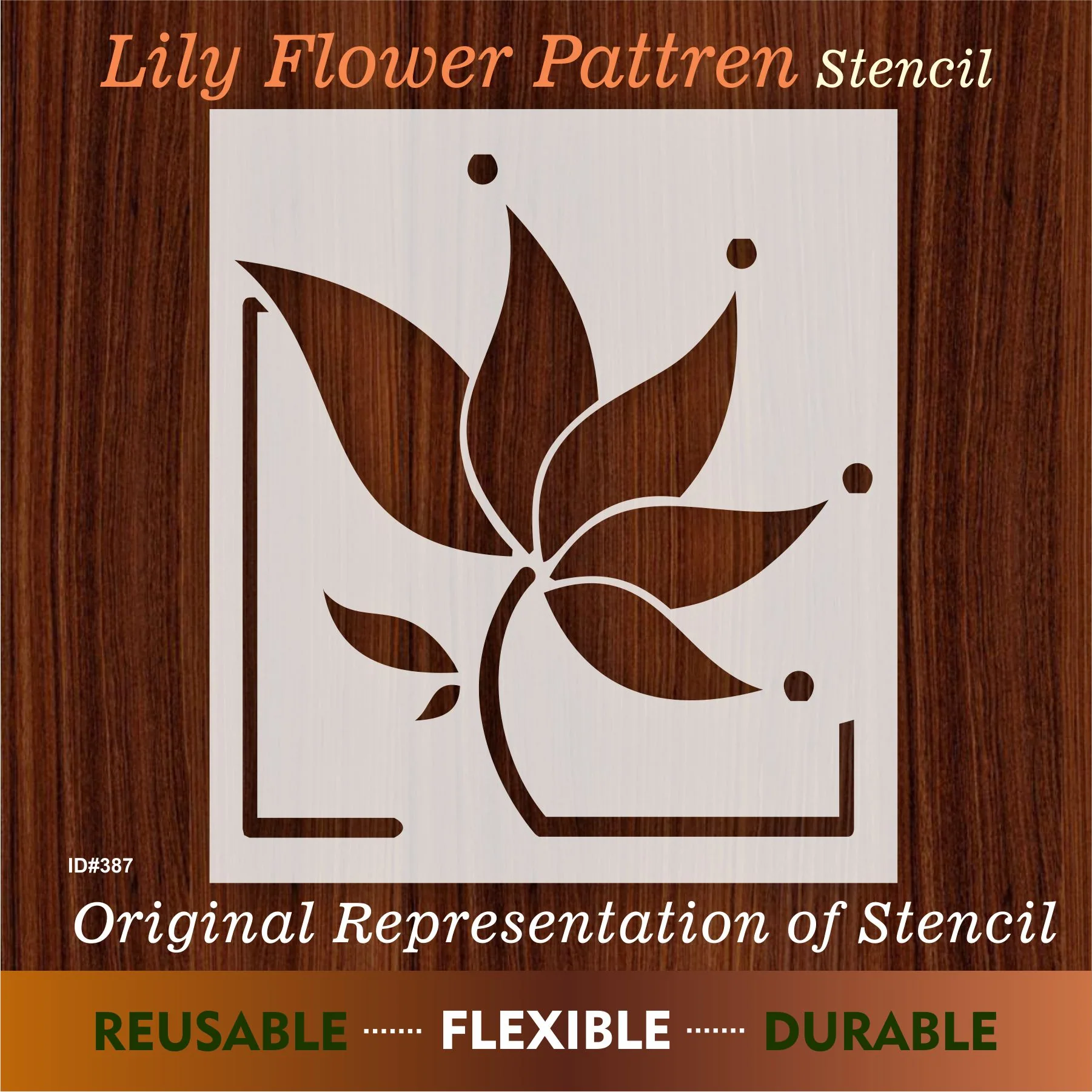 Lily Flower Reusable Stencil For Canvas And Wall Painting.ID #387 - Image 4