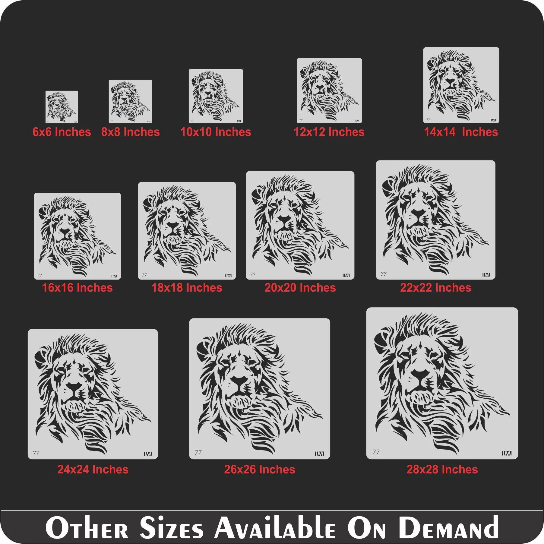 Lion Face Reusable Stencil for Canvas and wall painting.ID#77 - Image 4