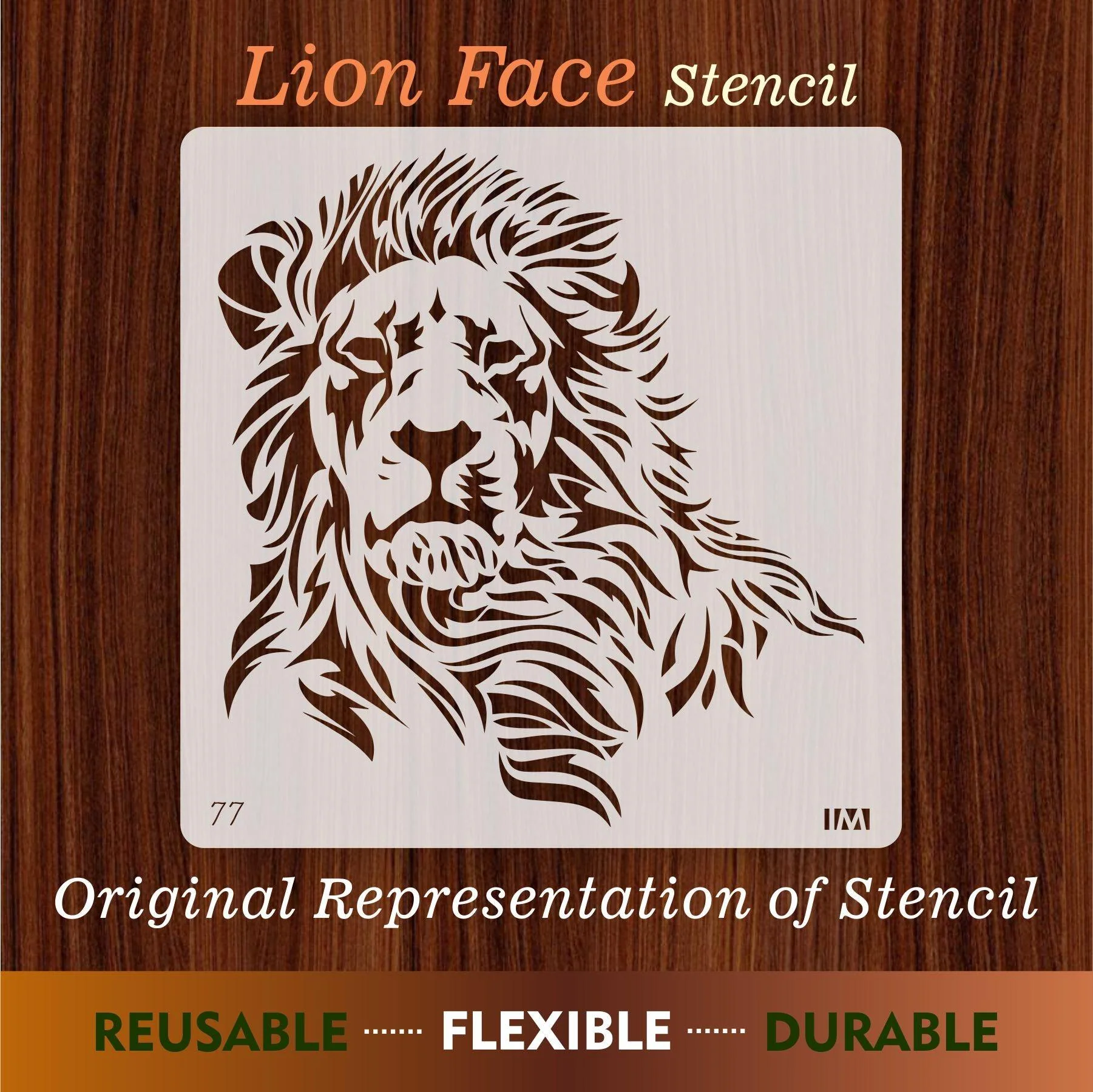 Lion Face Reusable Stencil for Canvas and wall painting.ID#77 - Image 5