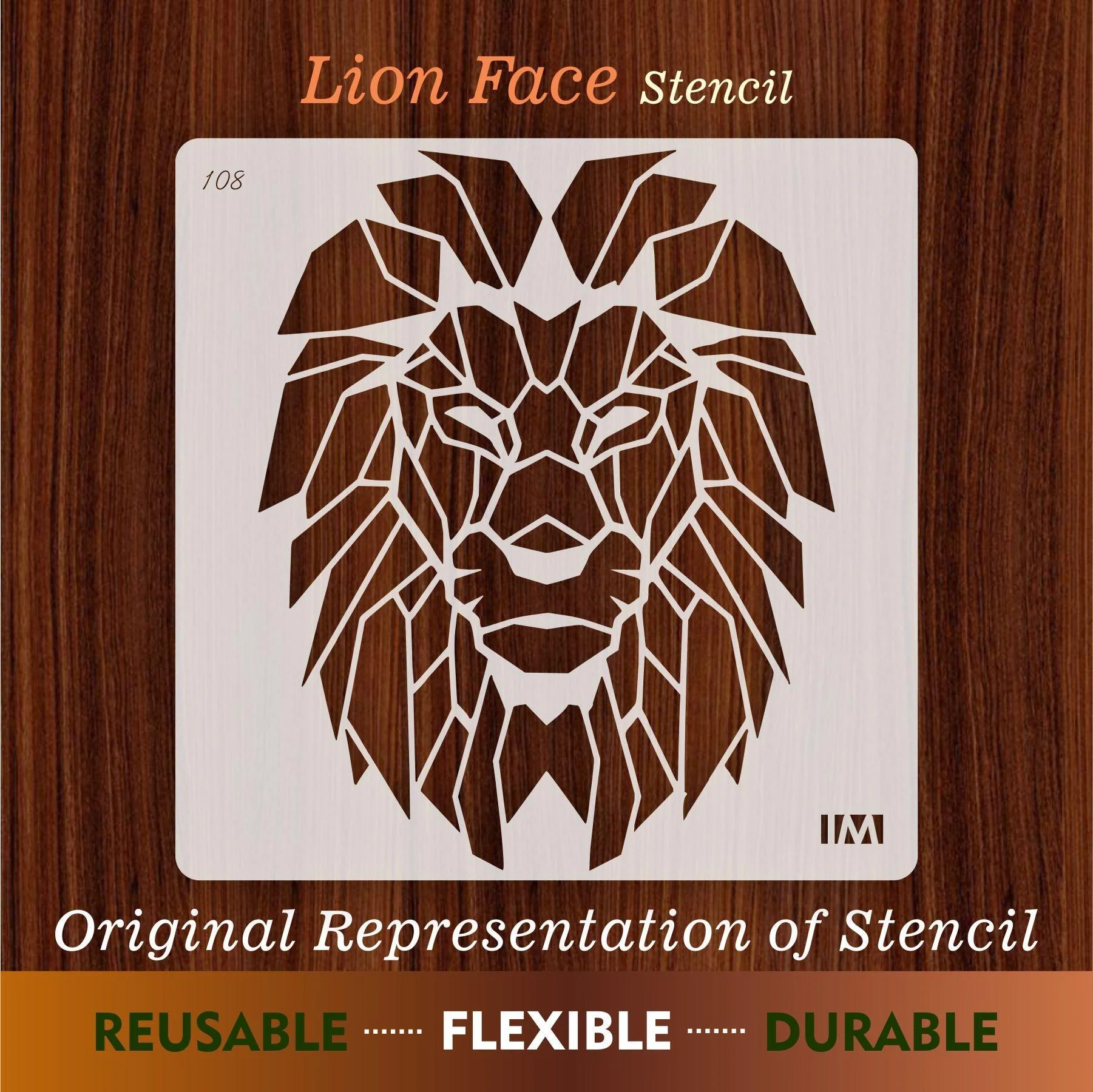 Lion Reusable Stencil for Canvas and wall painting.ID#108 - Image 4