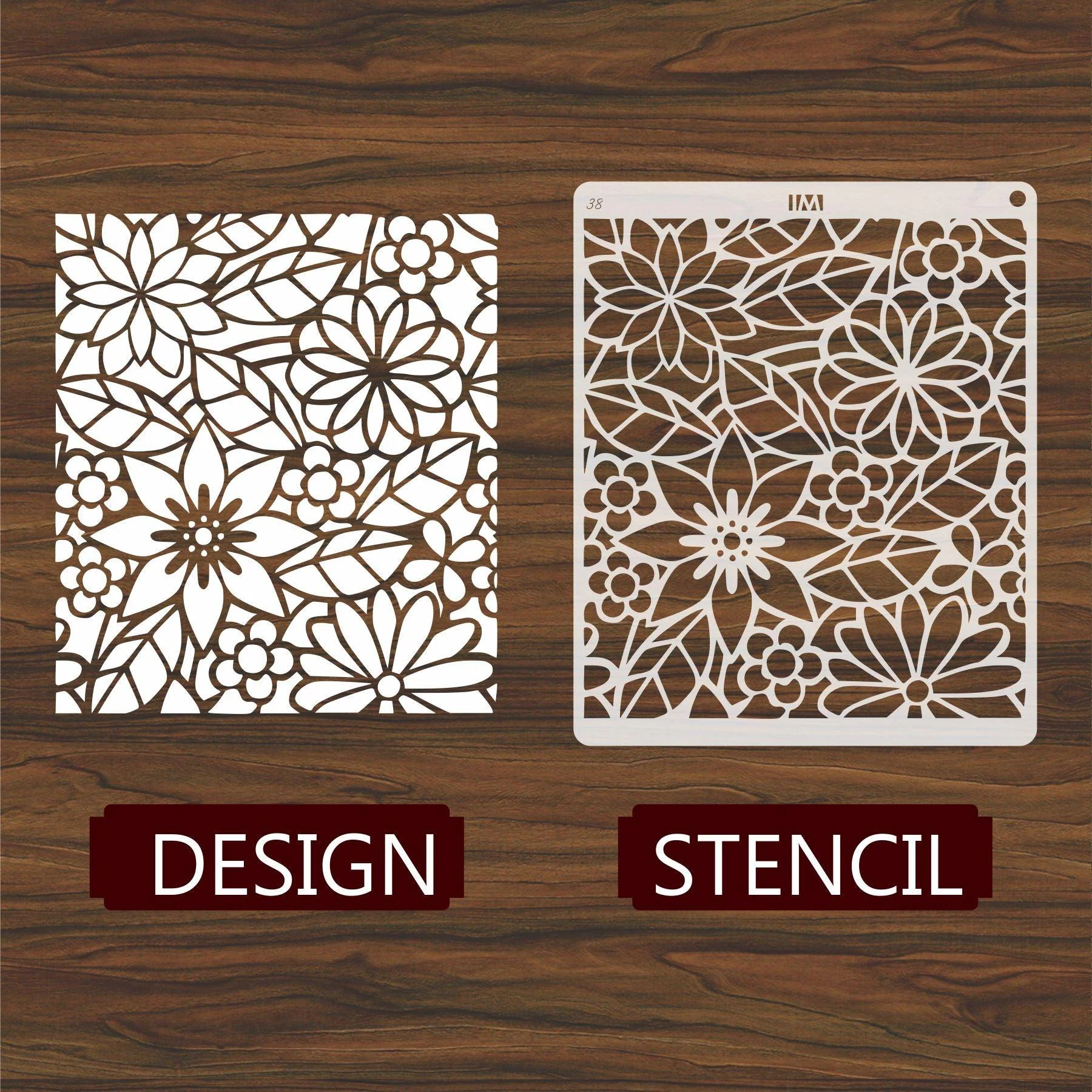 Magic Forest Floral Reusable Stencil for Canvas and wall painting.ID#38 - Image 2