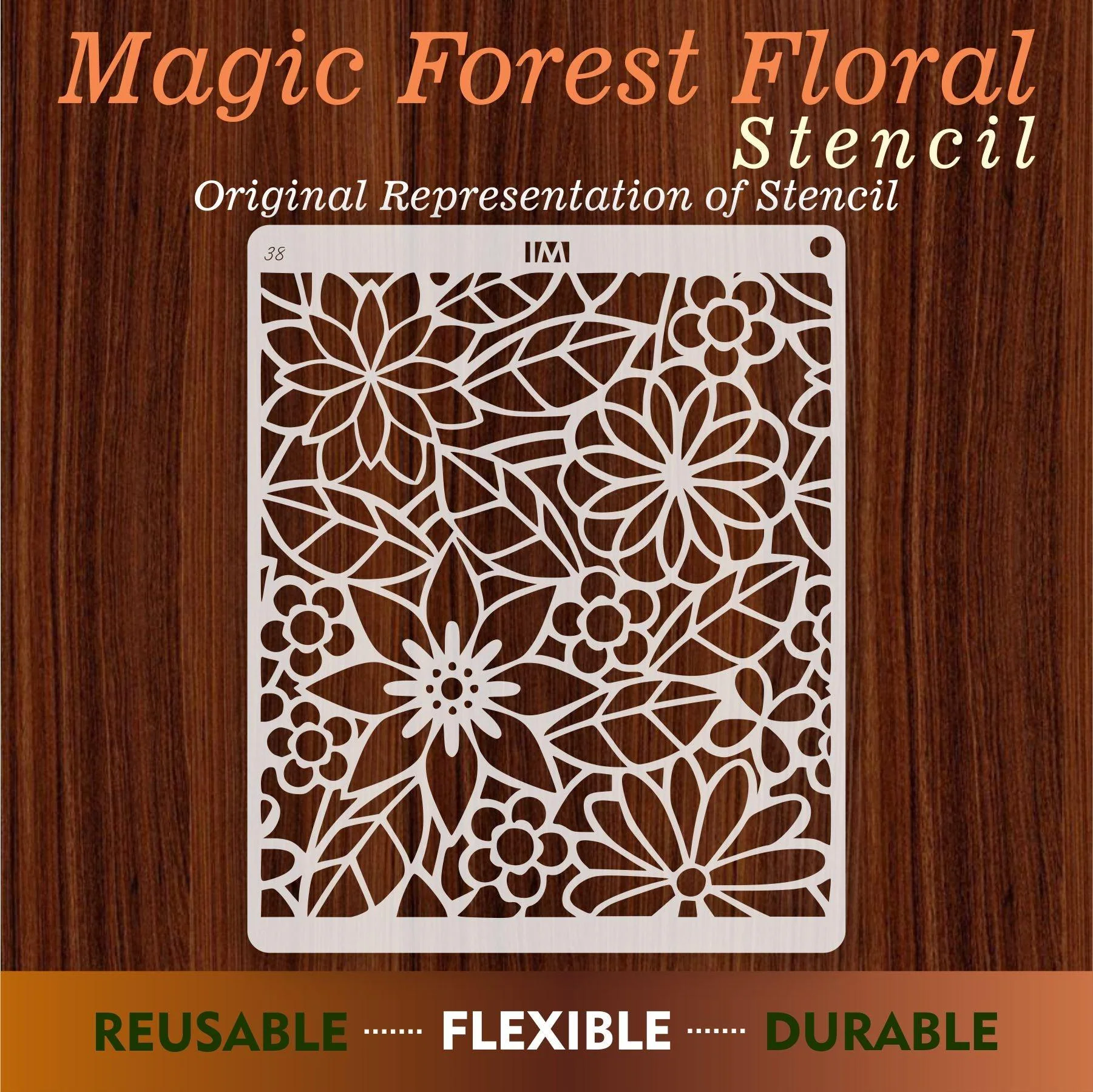 Magic Forest Floral Reusable Stencil for Canvas and wall painting.ID#38 - Image 6