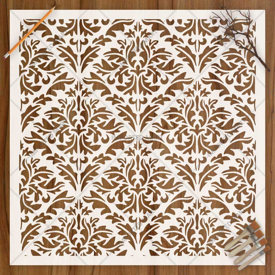 Majestic Heritage Damask Pattern Stencil for Wall, Furniture & Floor Art – Vintage Royal Design – ID# 762