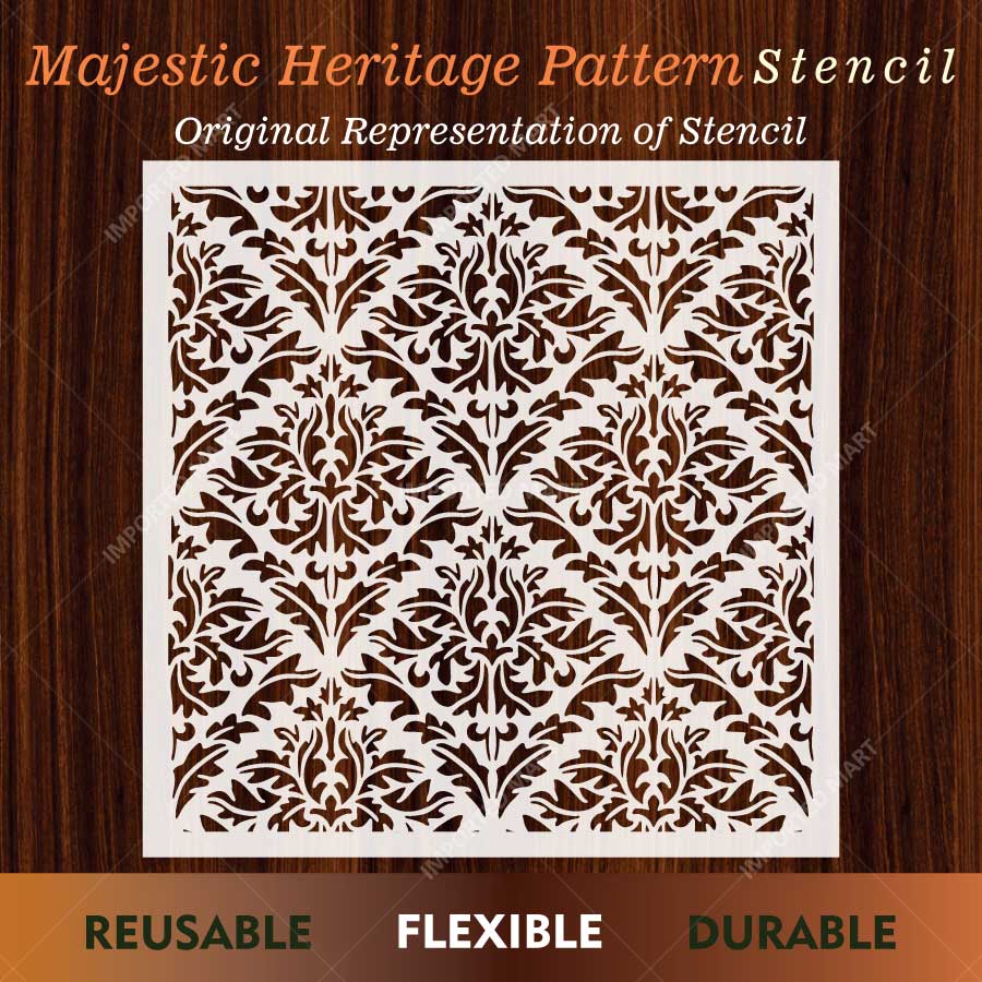 Majestic Heritage Damask Pattern Stencil for Wall, Furniture & Floor Art – Vintage Royal Design – ID# 762 - Image 2