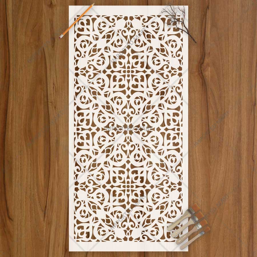Majestic Moorish Lattice Wall Stencil for Furniture, Tiles & Wood Art – Islamic Geometric Pattern – ID# 736