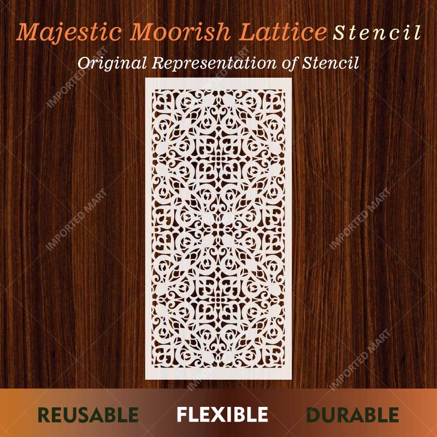 Majestic Moorish Lattice Wall Stencil for Furniture, Tiles & Wood Art – Islamic Geometric Pattern – ID# 736 - Image 2