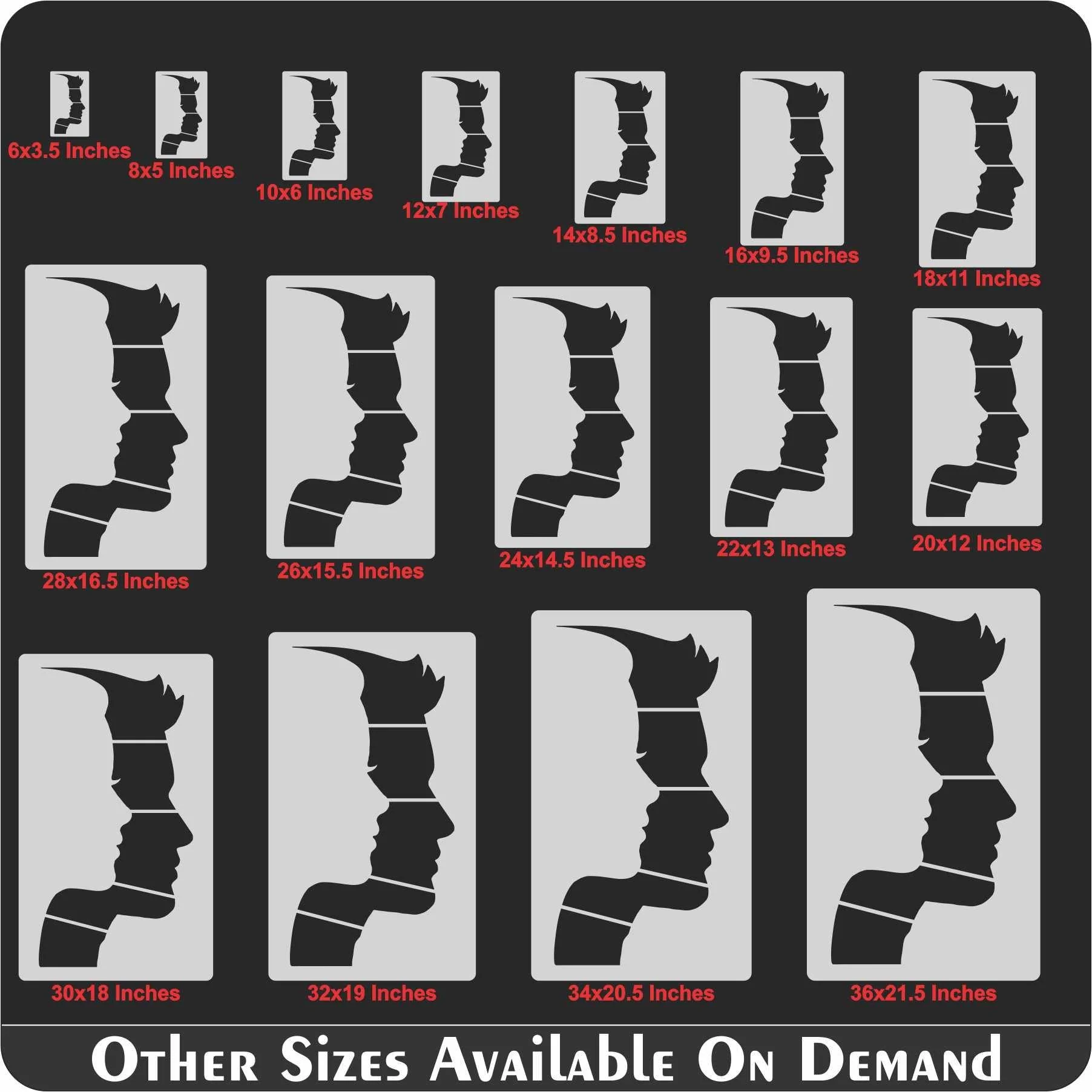 Man And Women Faces Reusable Stencil for Canvas and wall painting.ID# 441 - Image 8