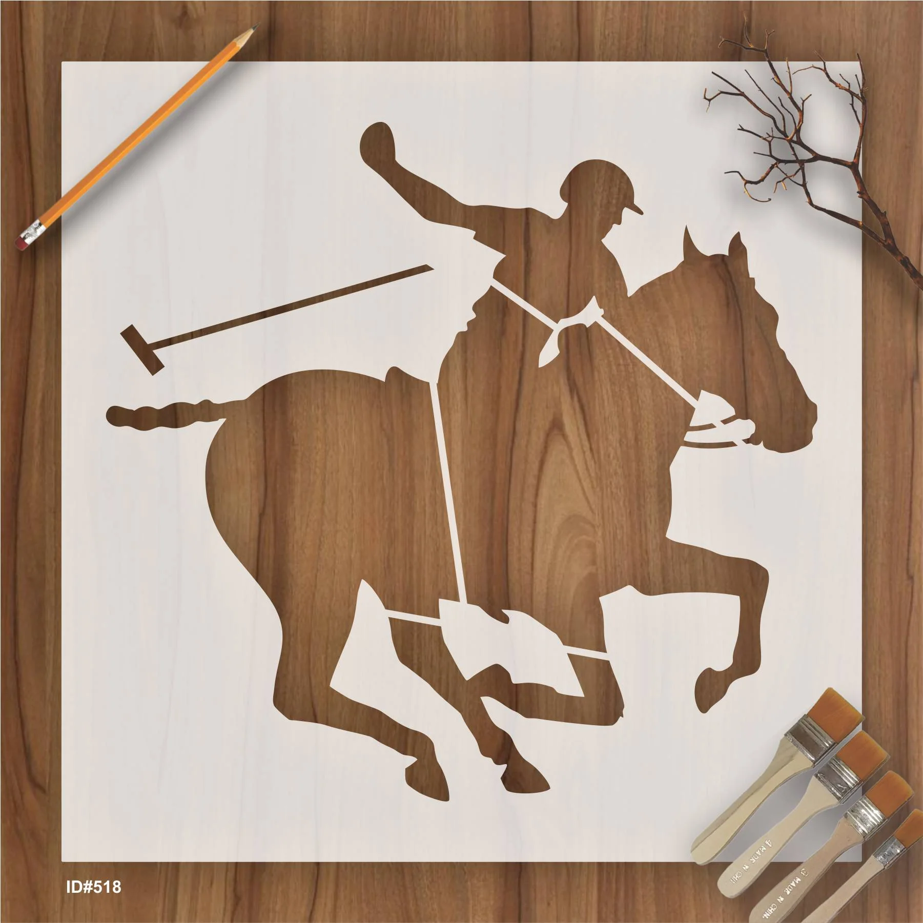 Man on Horse Stencil Used for Canvas and Wall Painting Scrapbooking Stamping Embossing Album Paper Card Template. ID #518