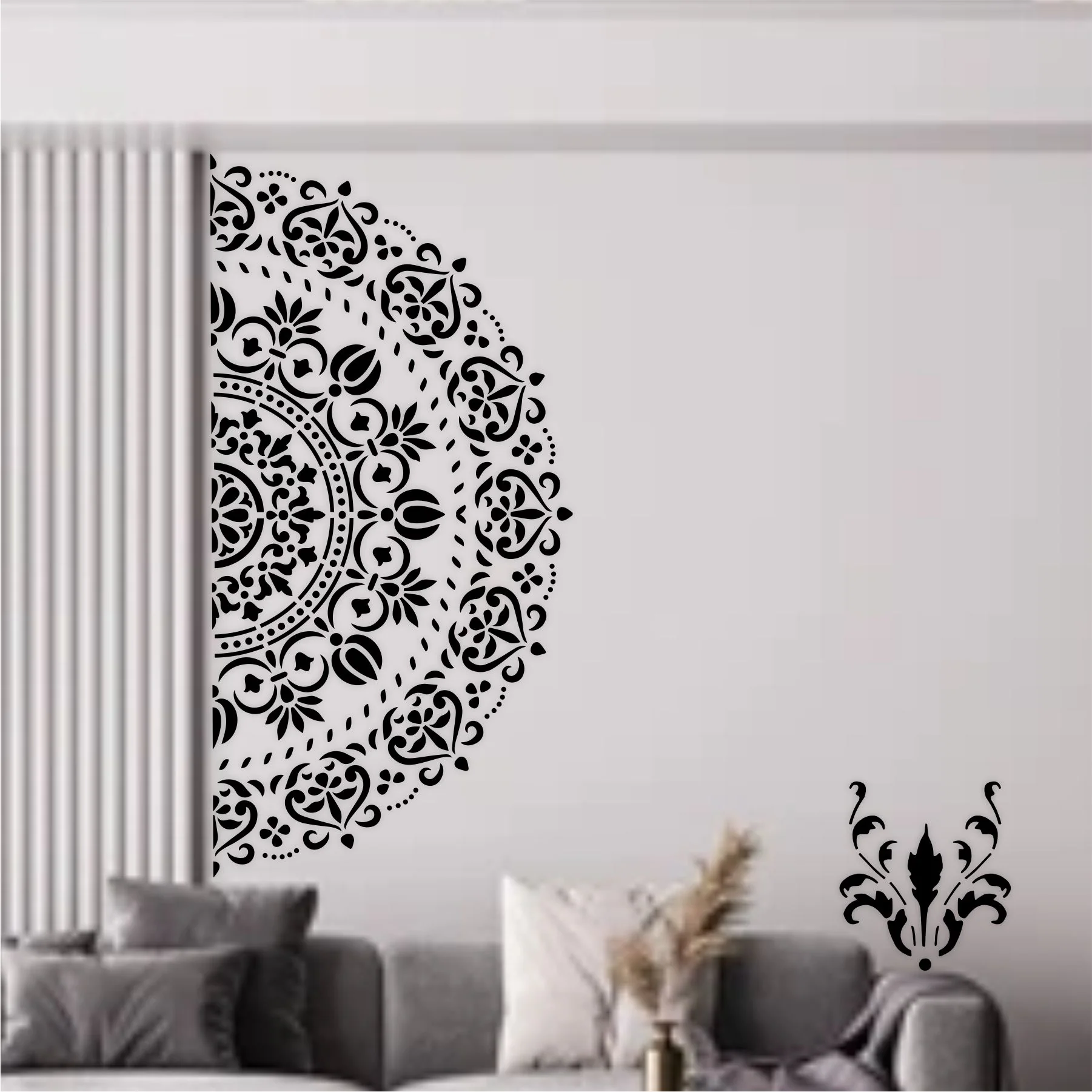 Mandala and Damask Reusable Stencil For Canvas And Wall Painting. ID #475 - Image 3