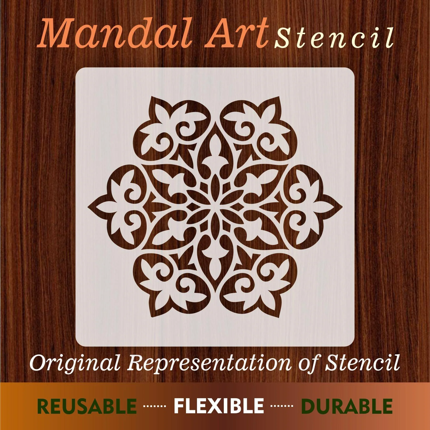 Mandala  Art Reusable Stencil for Canvas and wall painting.ID#51 - Image 3