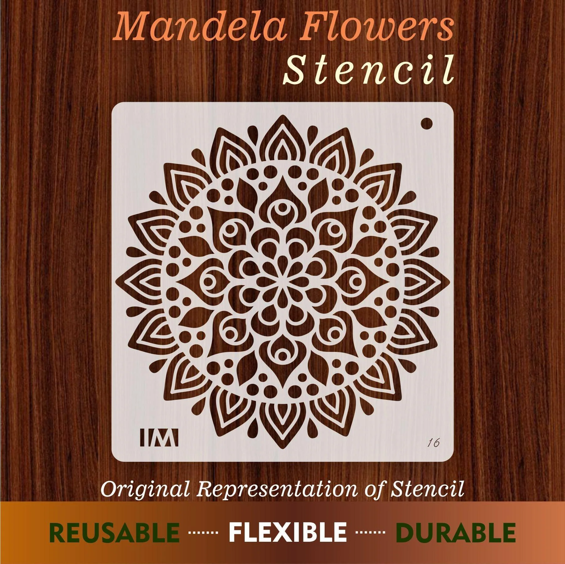 Mandala Design Reusable Stencil for Canvas and wall painting.ID#16 - Image 3