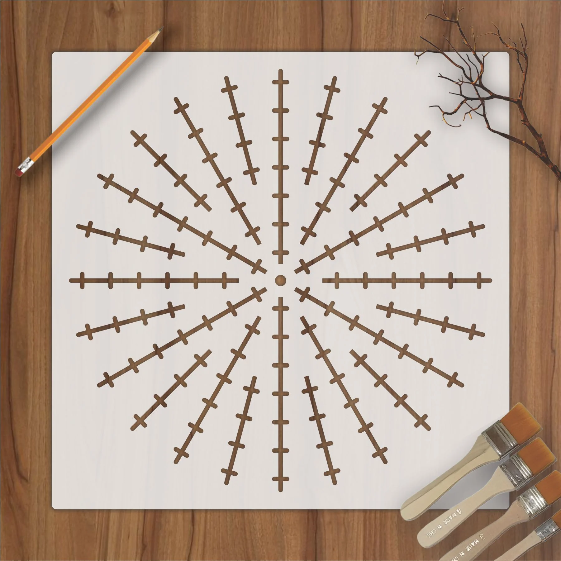 Geometric line pattern stencil Tools for DIY Craft Furniture Wood Canvas Rocks Fabric Wall Art. ID #587