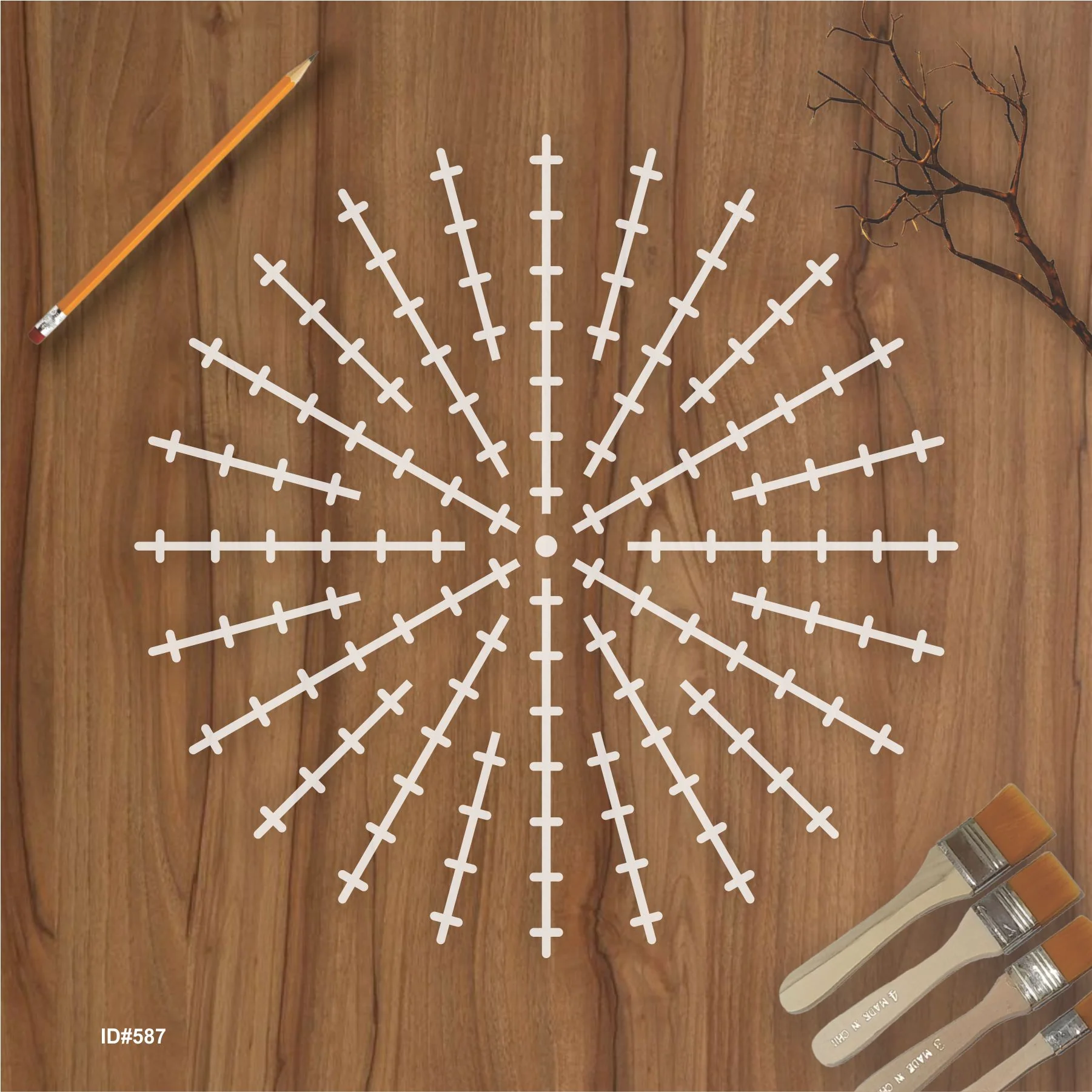 Geometric line pattern stencil Tools for DIY Craft Furniture Wood Canvas Rocks Fabric Wall Art. ID #587 - Image 2