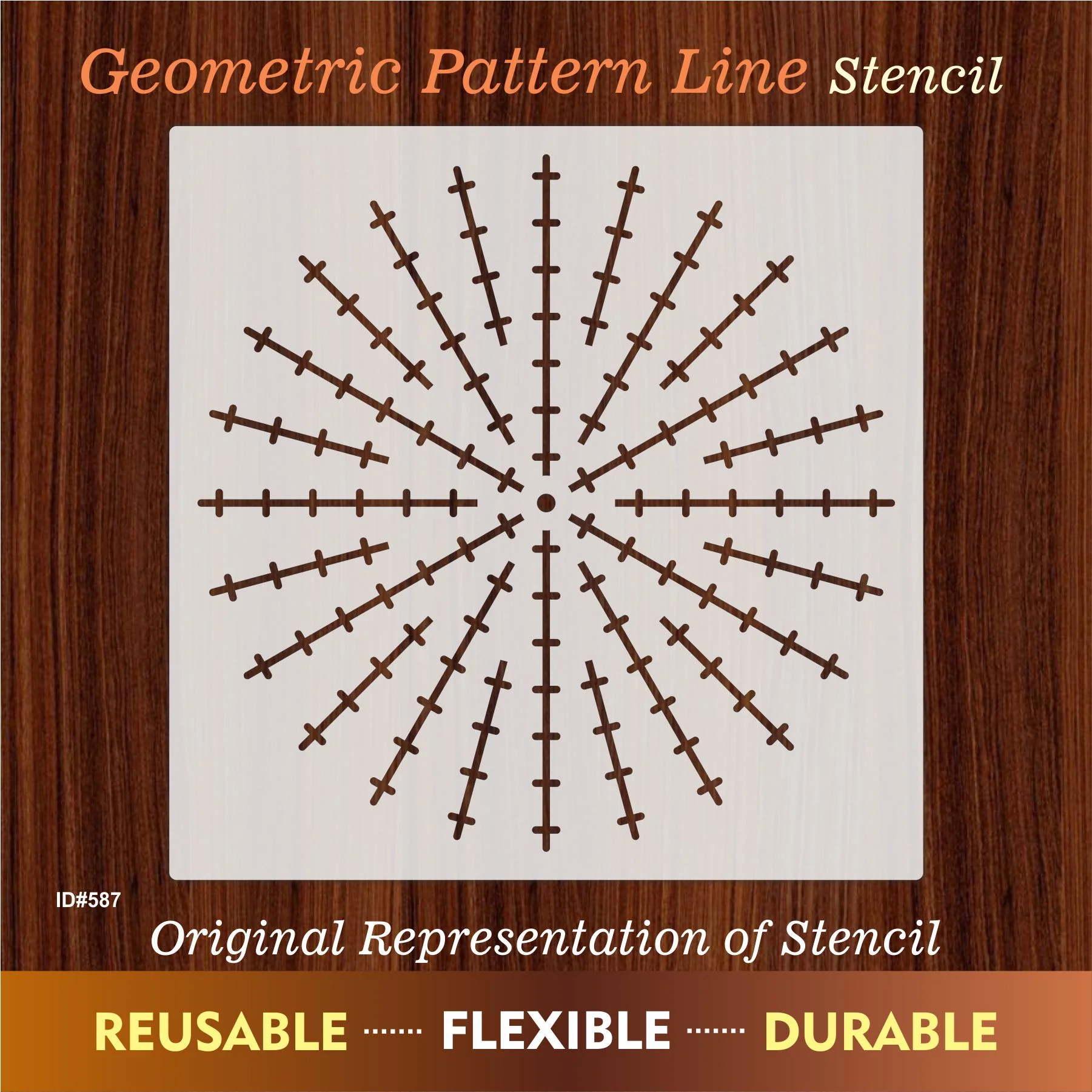 Geometric line pattern stencil Tools for DIY Craft Furniture Wood Canvas Rocks Fabric Wall Art. ID #587 - Image 4
