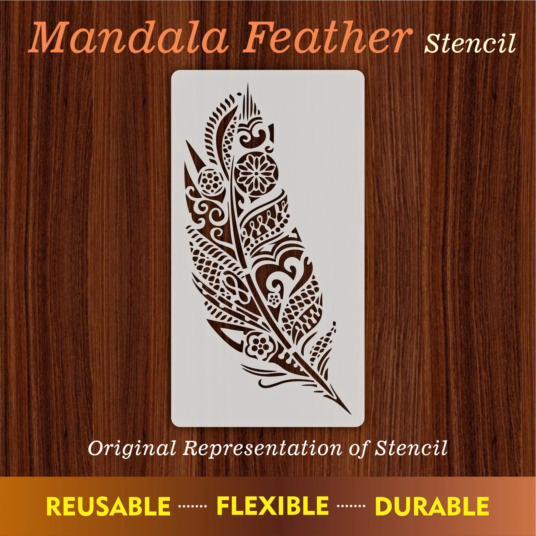 Mandala Feather Reusable Stencil For Canvas And Wall Painting.ID #464 - Image 10