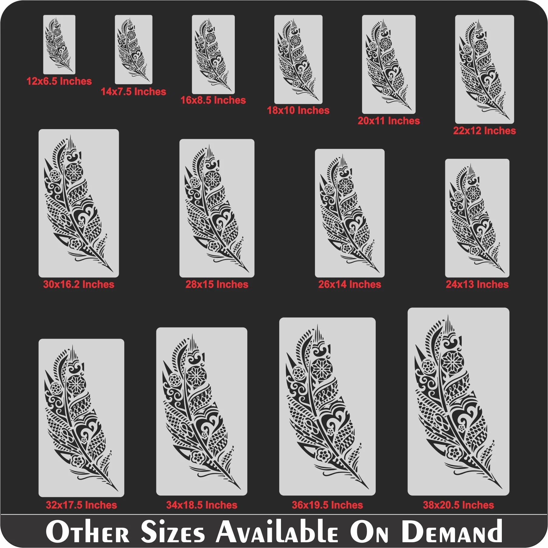Mandala Feather Reusable Stencil For Canvas And Wall Painting.ID #464 - Image 11