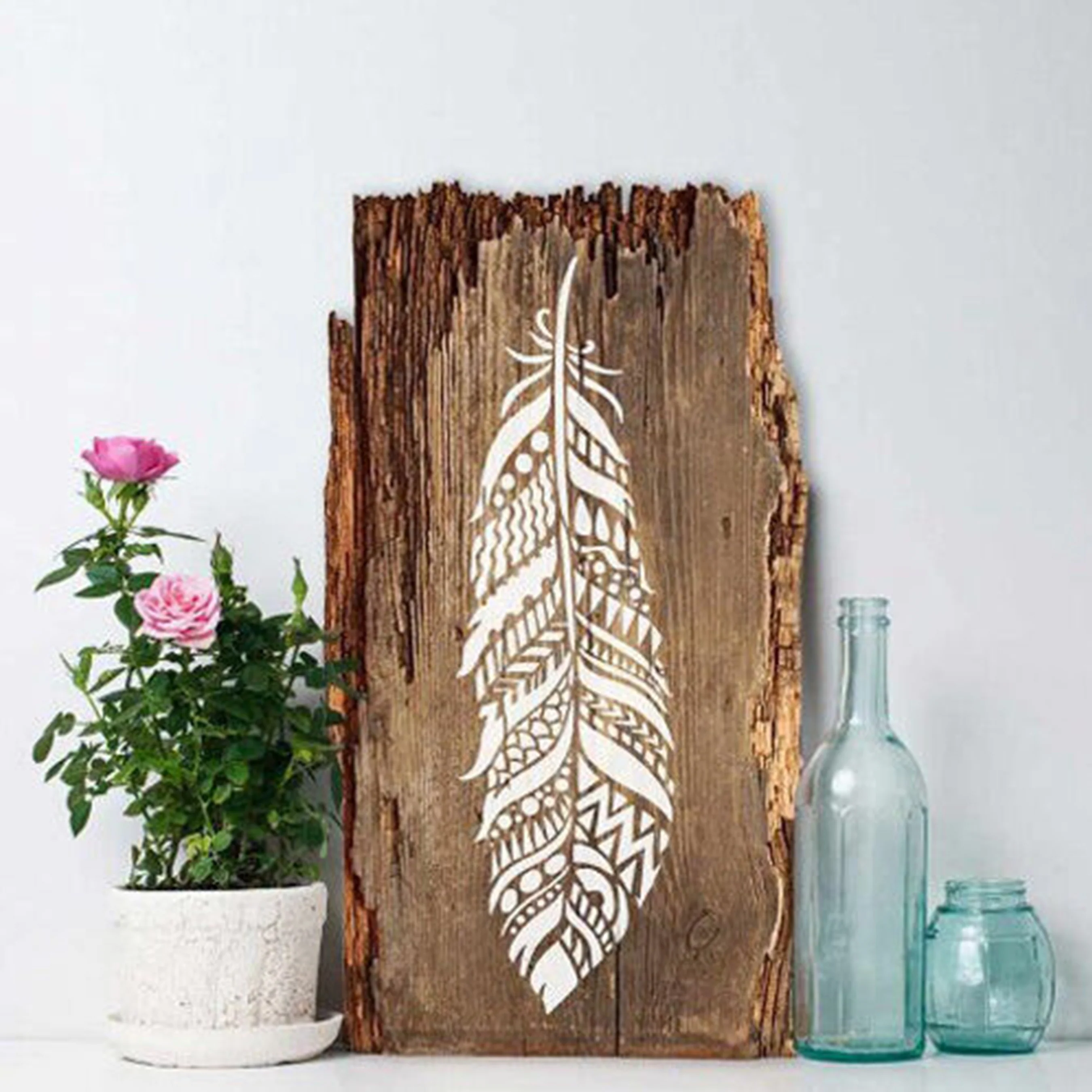 Mandala Feather Reusable Stencil For Canvas And Wall Painting.ID #464 - Image 7