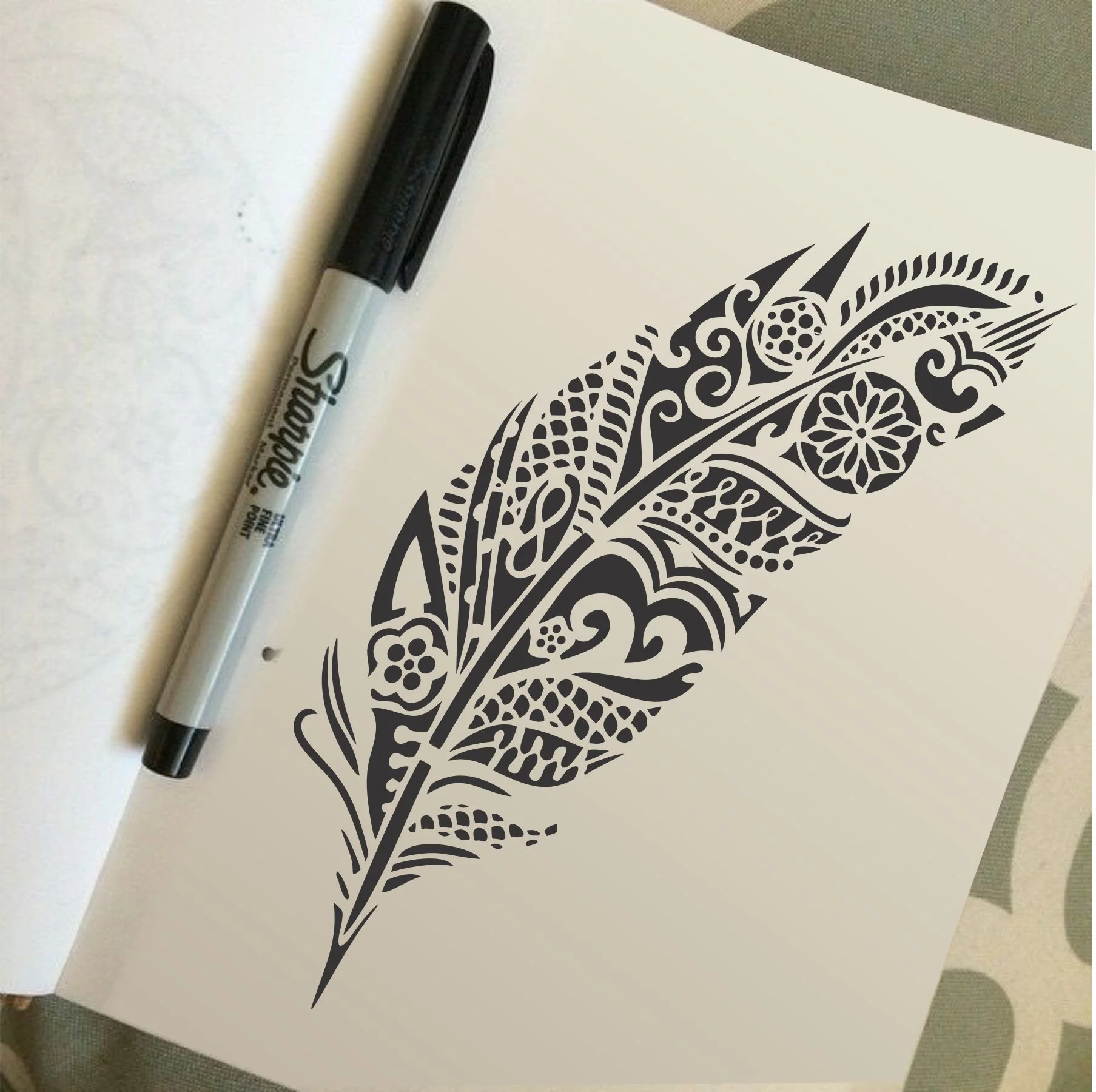 Mandala Feather Reusable Stencil For Canvas And Wall Painting.ID #464 - Image 8