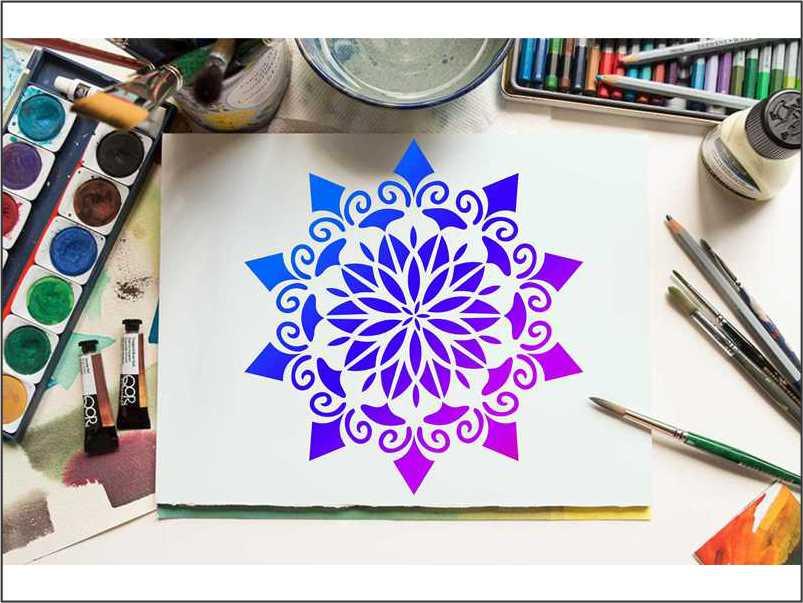 Mandala Flower Reusable Stencil For Canvas And Wall Painting.ID#146 - Image 4