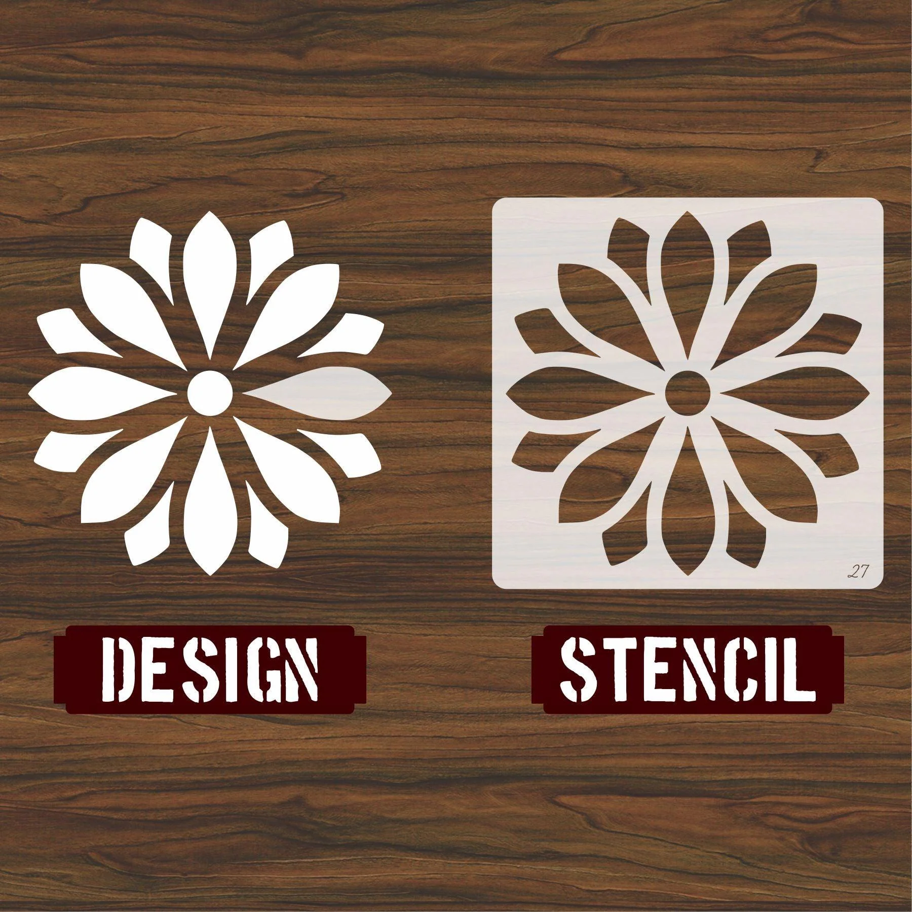 Mandala Flower Reusable Stencil for Canvas and wall painting.ID#27 - Image 2