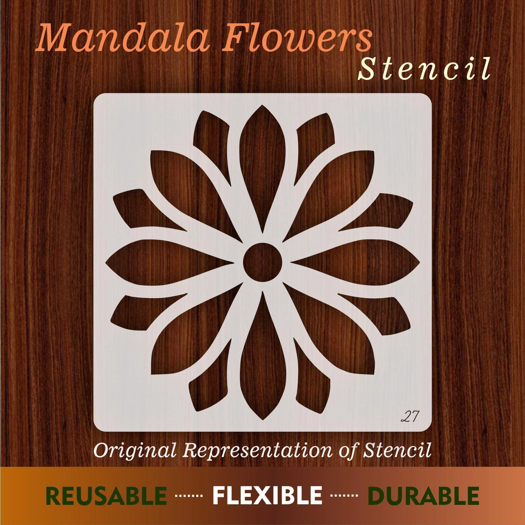 Mandala Flower Reusable Stencil for Canvas and wall painting.ID#27 - Image 4