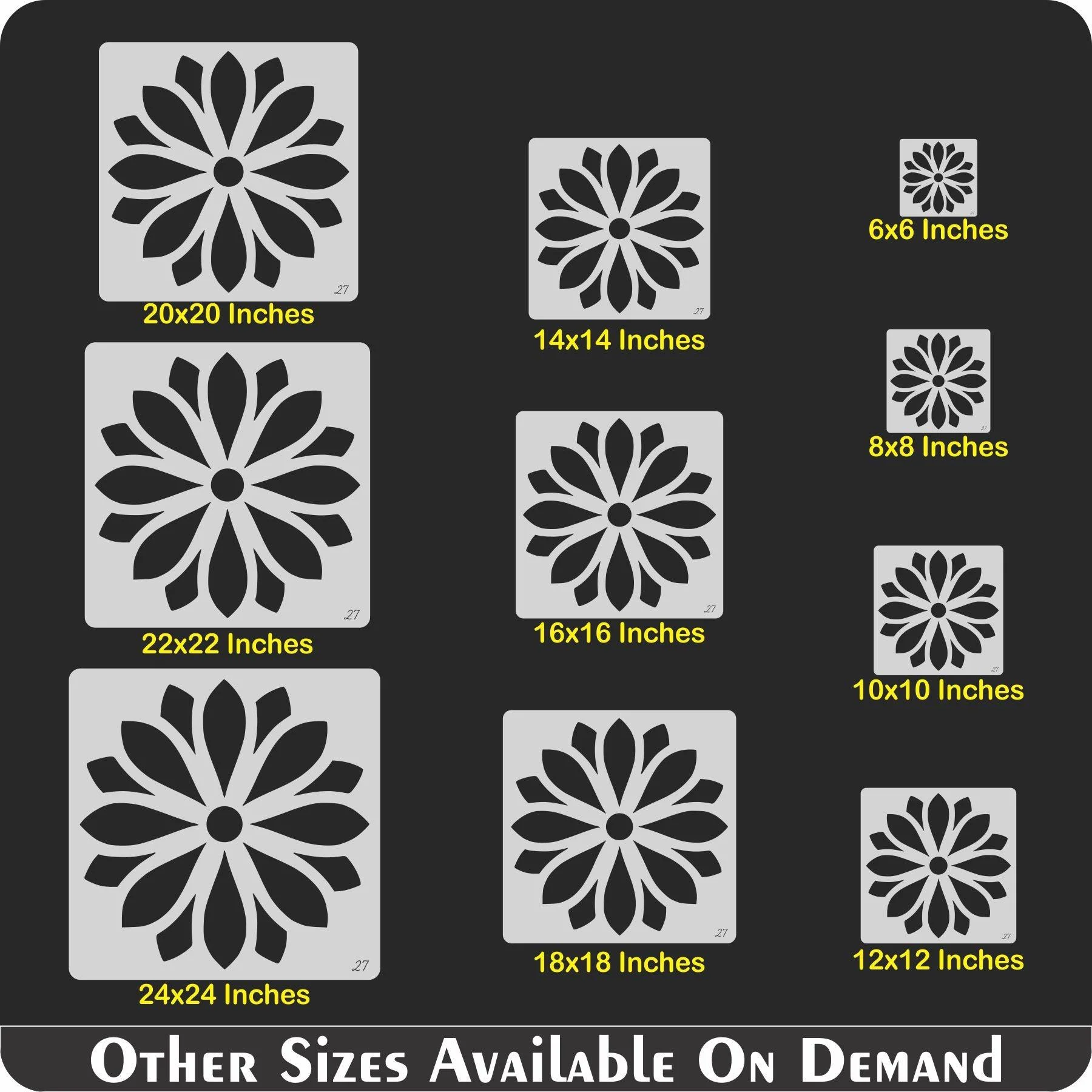 Mandala Flower Reusable Stencil for Canvas and wall painting.ID#27 - Image 5