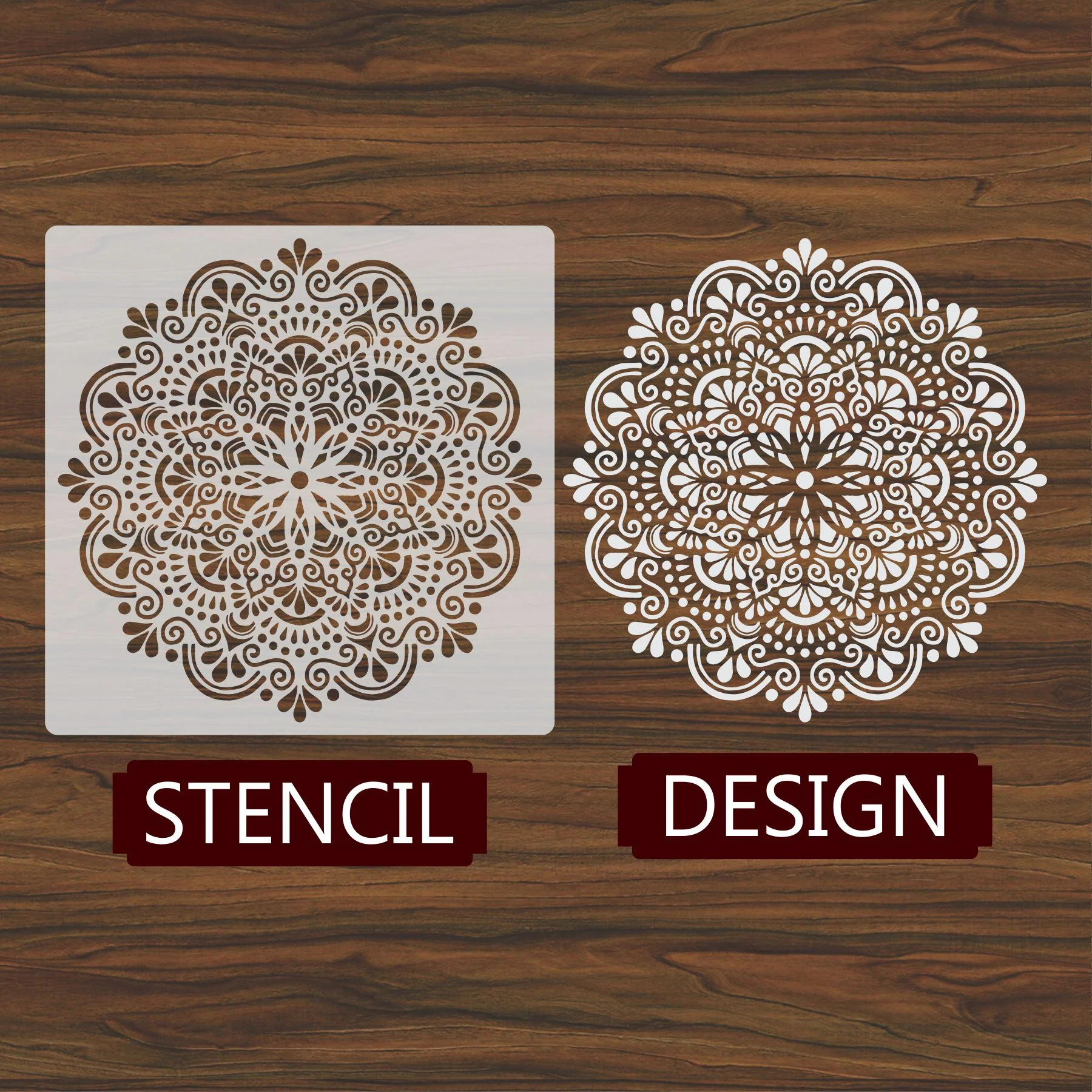 Folk art Mandala Flower Reusable Stencil For Canvas And Wall Painting.ID#322 - Image 4
