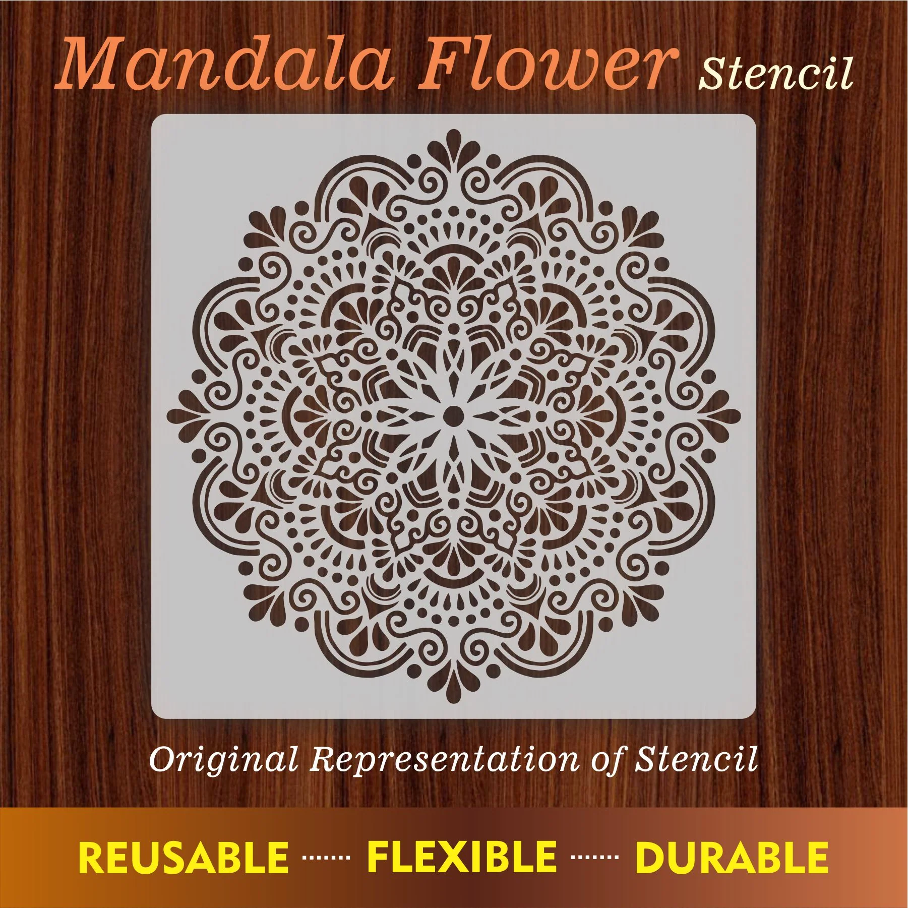 Folk art Mandala Flower Reusable Stencil For Canvas And Wall Painting.ID#322 - Image 9